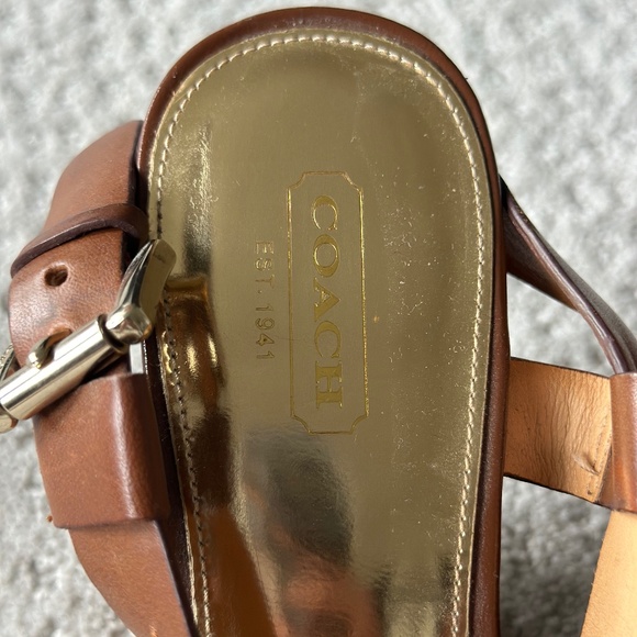 Coach Mary Jo Brown women's brown leather buckle wedge size 8 - Picture 4 of 5
